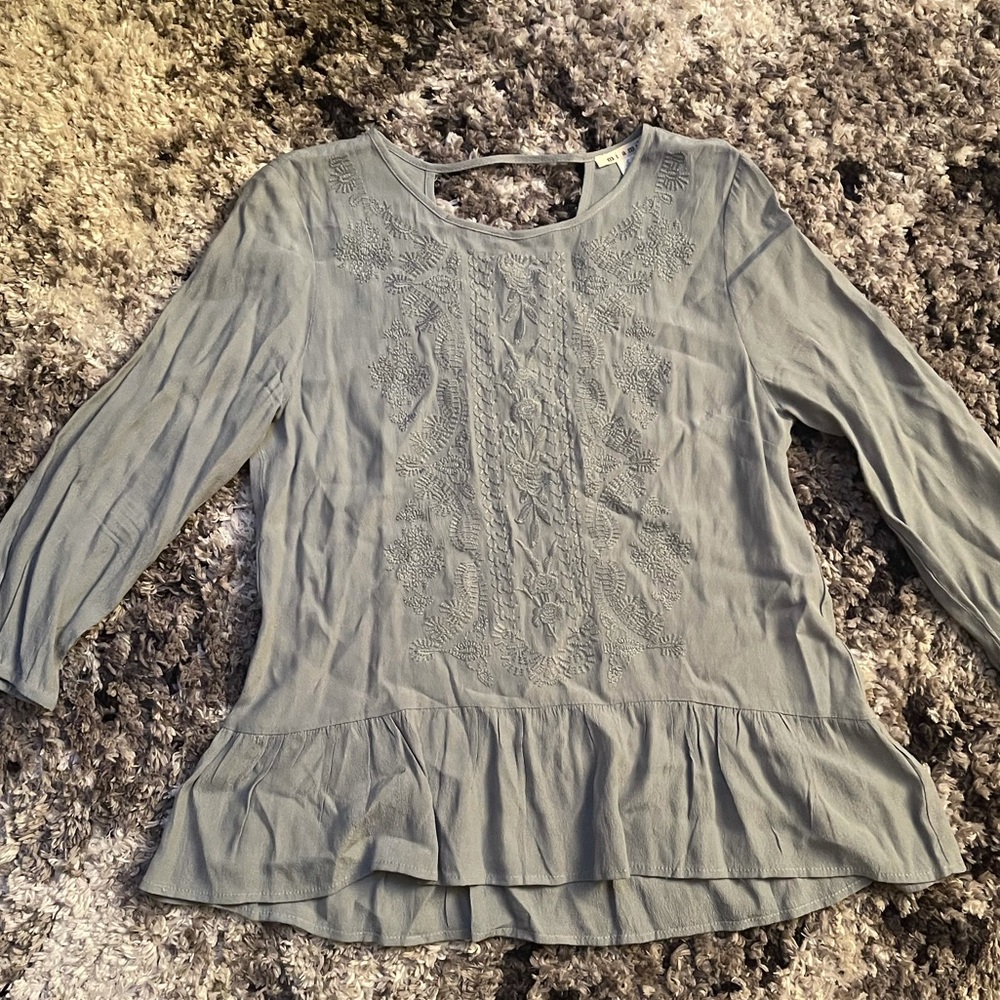 Embroidered Long Sleeved Smock Top
